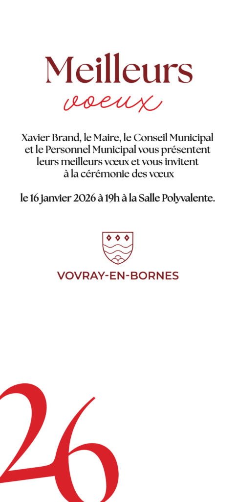 Carte de voeux 2026 : invitation à la cérémonie des voeux le 16 janvier 2026 à 19h