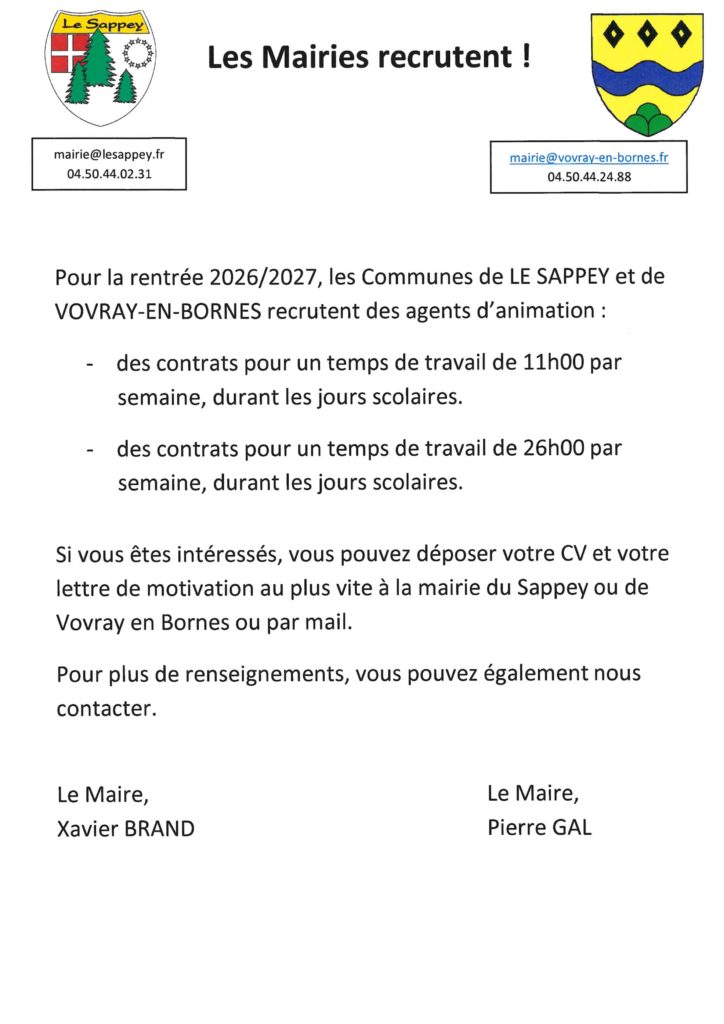 Recrutement d’agents d’animation