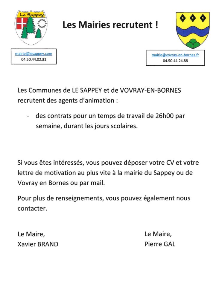 Recrutement d'agents d'animation