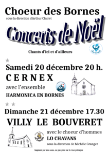 Concerts du Chœur des Bornes en décembre 2025